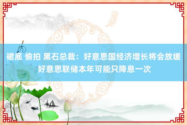 裙底 偷拍 黑石总裁：好意思国经济增长将会放缓 好意思联储本年可能只降息一次